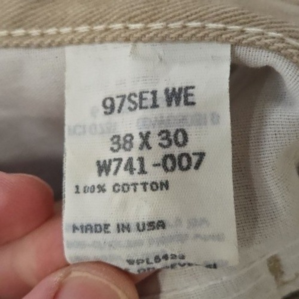 Vintage Wrangler Silver Edition Jeans 38x30 Khaki Tan Denim Made in USA 90s - Picture 11 of 13